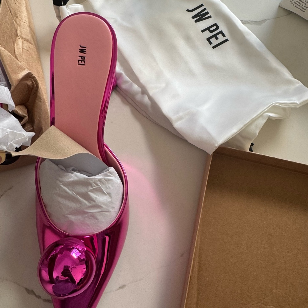 JW PEI Women's Metallic Pink Mules